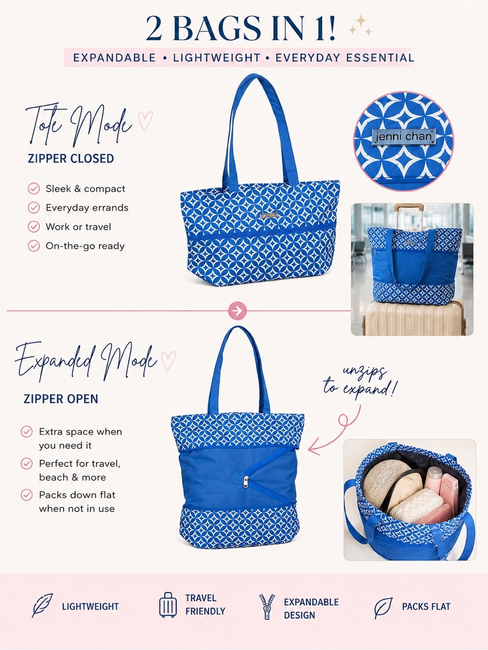 NWT Jenni Chan Expandable Tote